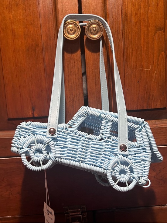 Tommy Bahama Handbags - *Viral* Tommy Bahama Baby Blue Woven Car-Shaped Mini Bag